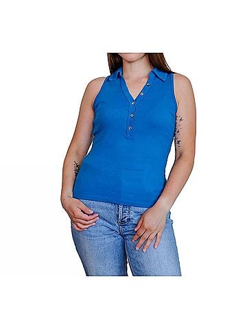 Michael Stars Norah Sleeveless Polo Top in Pacific (view 2)