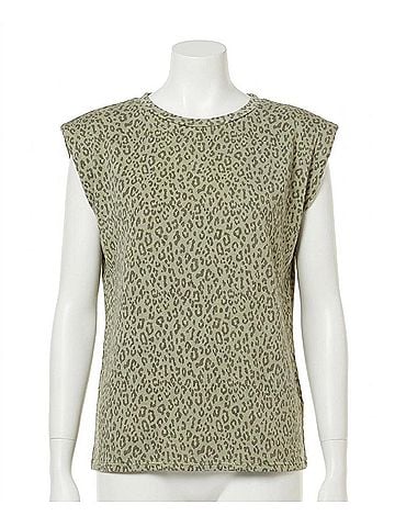Entro Leopard Tonal Top in Olive Green (view 1)