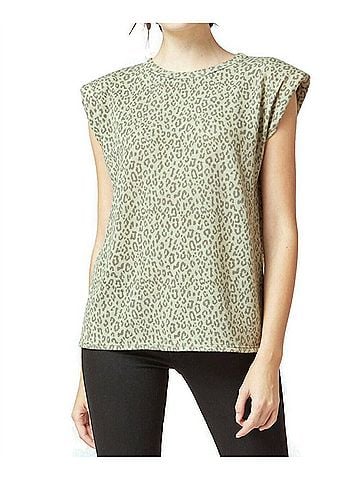 Entro Leopard Tonal Top in Olive Green (view 2)