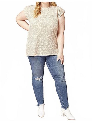 Entro Leopard Tonal Top in Tan (view 2)