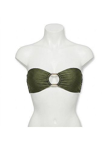 Steve Madden Cutout Bandeau Bead Bikini Top in Olive (view 1)