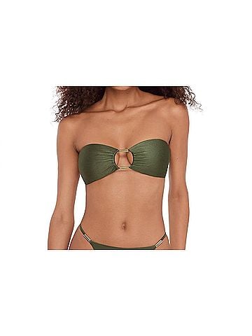 Steve Madden Cutout Bandeau Bead Bikini Top in Olive (view 2)