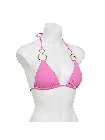 Steve Madden Double Ring Triangle Bikini Top in Neon Pink (view 1)