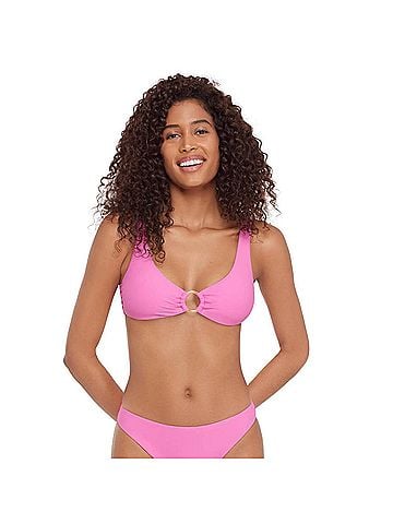 Steve Madden Ring Bralette Bikini in Neon Pink (view 2)