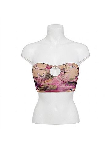 Steve Madden Keyhole Tube Bikini Top With Pearl in Super Bloom (view 1)
