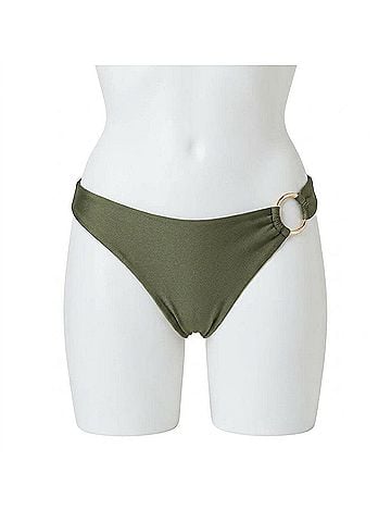 Steve Madden Scoop Side Ring Hipster Bikini Bottom in Olive (view 1)