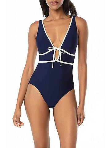 Helen Jon Plunge Front Tie One-Piece in Jolie (view 2)