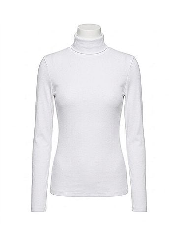 Michael Stars Beck Ruched Turtleneck Sweater in White (view 1)
