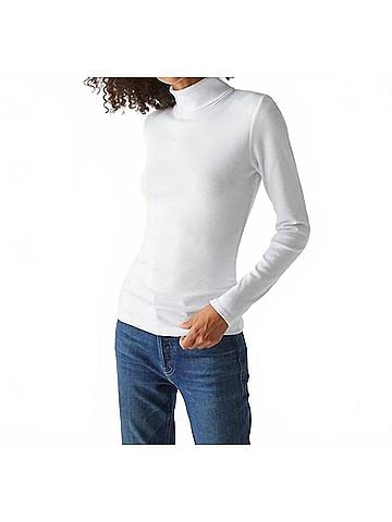 Michael Stars Beck Ruched Turtleneck Sweater in White (view 2)