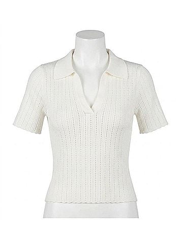Joe's Jeans The Jess Pointelle Polo Top in White (view 1)