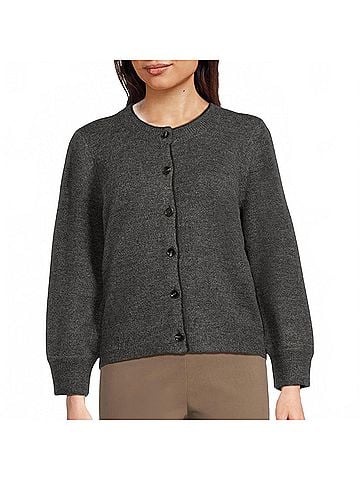 Michael Stars Parsons Crew Cardigan in Charcoal (view 2)