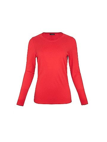 J'envie Women's Cammi Crewneck Sweater in Lipstick (view 2)