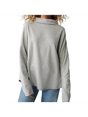 Michael Stars Laurel Mock Neck Top in Heather Grey (view 2)