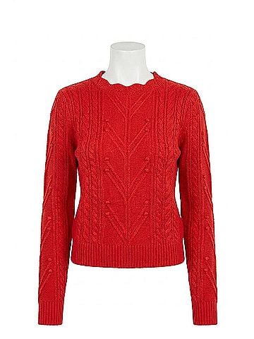 Michael Stars Pia Cable Knit Sweater in Cherry (view 1)