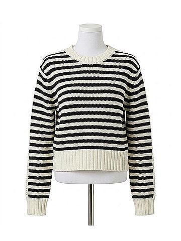 Michael Stars Merle Striped Crewneck Sweater in Ivory &amp; Black Stripe (view 1)