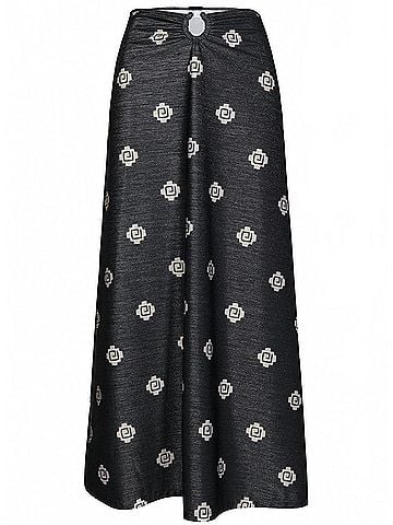 Johanna Ortiz Women's Shimmering Keel Midi Skirt in Black/Ecru (view 1)