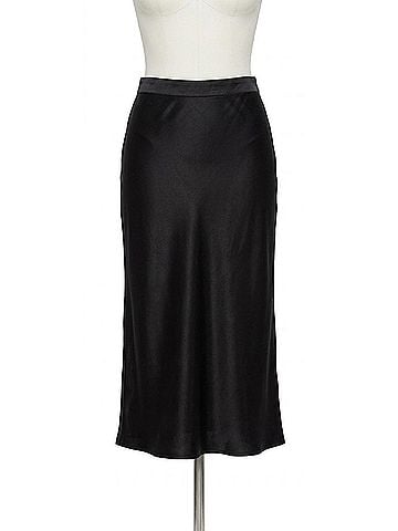 Michael Stars Leila Satin Bias Midi Skirt in Black (view 1)
