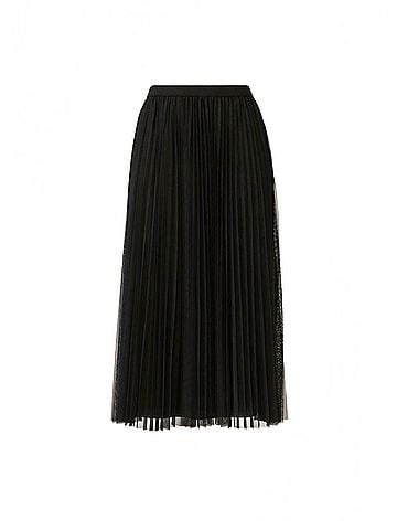 Fabiana Filippi Woolen Pencil Skirt With Pleated Tulle Layer in Nero (view 1)