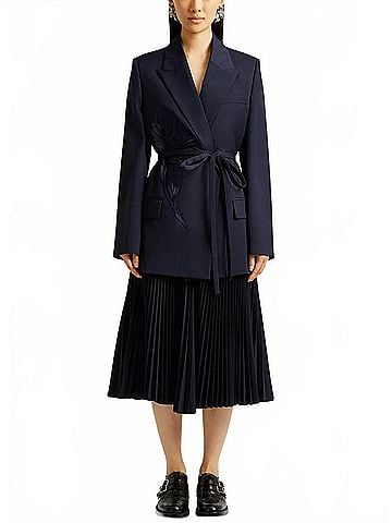 Erdem Pleated Midi Skirt in Navy (view 2)