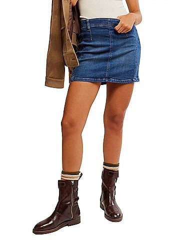 Free People Daylight Denim Mini Skirt in Helix (view 1)