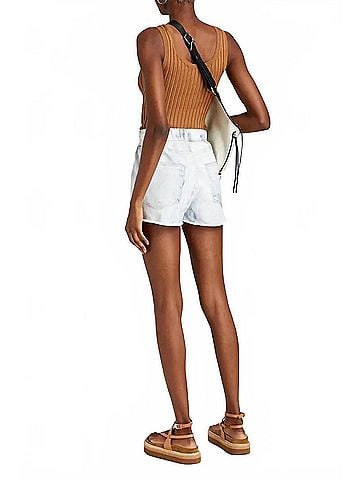 Rag & Bone High Waist Shorts in White/Blue (view 2)