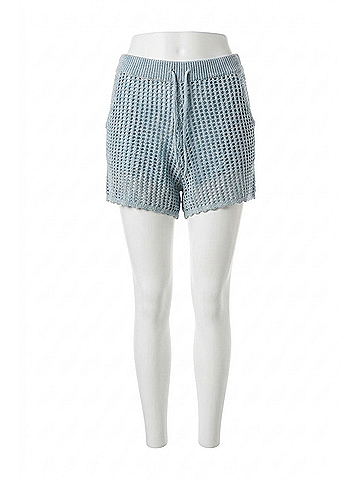 Vintage Havana High Waist Crochet Short in Dusty Blue (view 1)