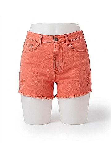 Grace & Lace Casual Colored Denim Shorts in Hot Coral (view 1)
