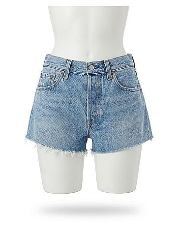 RE/DONE The Cotton Rigid Denim Short in Indigo (view 1)