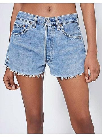 RE/DONE The Cotton Rigid Denim Short in Indigo (view 2)
