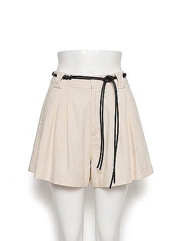Astr Atherton Pleated High-Rise Shorts in Bone (view 1)