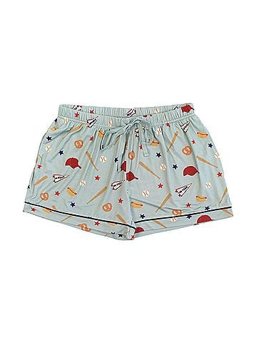 Emerson and Friends Women's Play Ball Baseball Womens Bamboo Shorts in Blue (view 1)