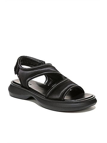 Vince. Women's Fresca Satin Sandal in Black (view 2)