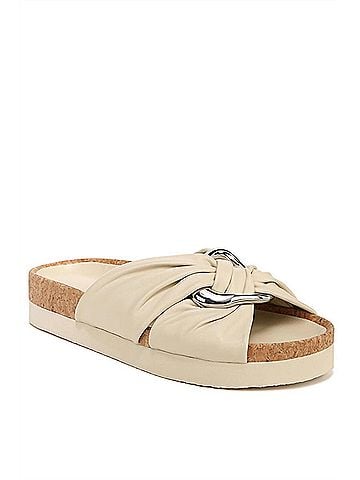 Vince. Women's Glo Leather Slide Sandal in Moonlight (view 2)