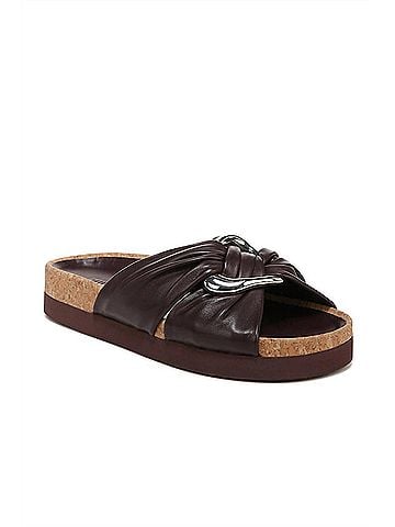 Vince. Women's Glo Leather Slide Sandal in Pinot (view 2)