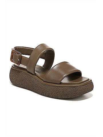 Vince. Women's Laguna Leather Sandal in Dark Wheat (view 2)
