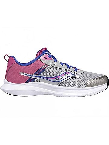Saucony Girls Axon 3 Sneaker 5 Mo in Grey/Fuchsia (view 1)