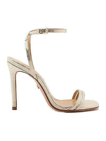 Schutz Altina Leather Sandal in Platina Lizard (view 2)