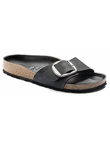 Birkenstock Women's Madrid Big Buckle Leather Sandal in Black (view 1)