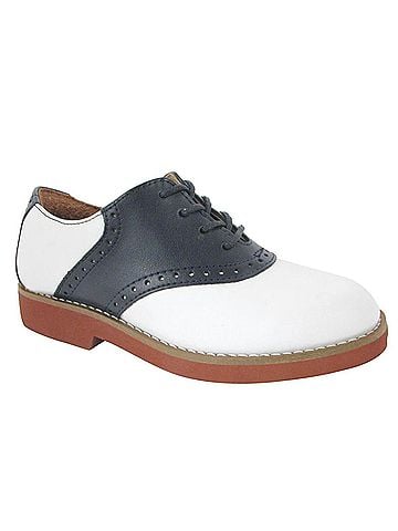 School Issue Girl's Upper Class Shoes in White Navy (view 1)