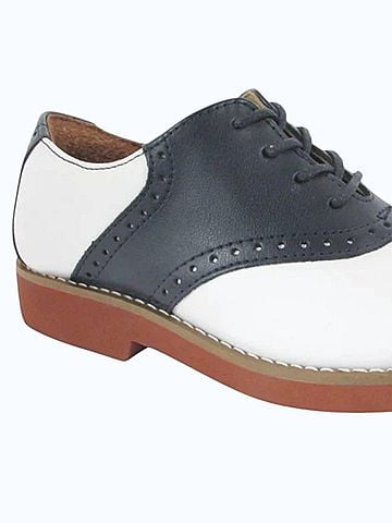 School Issue Girl's Upper Class Shoes in White Navy (view 2)