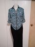 Michael Kors Animal Print Blue Black Button-Down Shirt Size S (petite) - photo 3