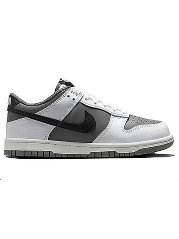 Nike Kid's Dunk Low Sneaker in White Black Smoke Grey (view 1)