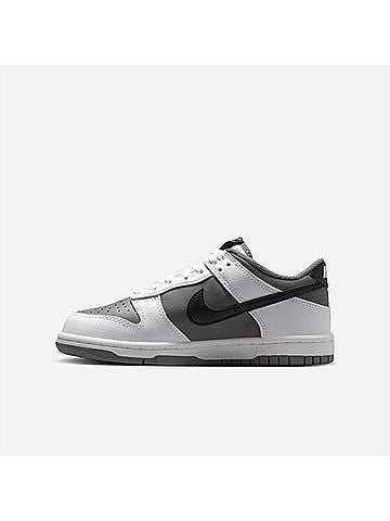 Nike Kid's Dunk Low Sneaker in White Black Smoke Grey (view 2)