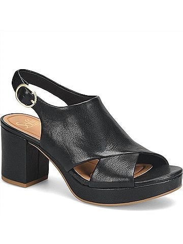 Sofft Women's Liv Leather Platform Heel Sandals in Black (view 2)