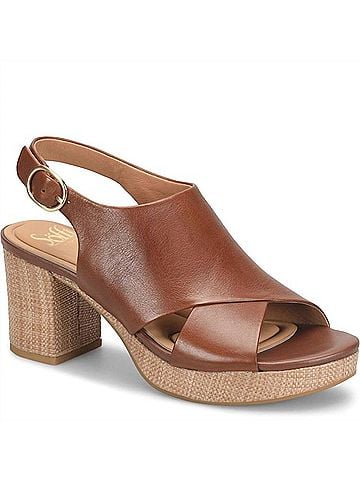 Sofft Women's Liv Leather Platform Heel Sandals in Golden Brown (view 2)