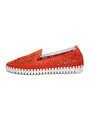 Eric Michael Women's Maria Slip On Loafers in Red Nubuck (view 2)