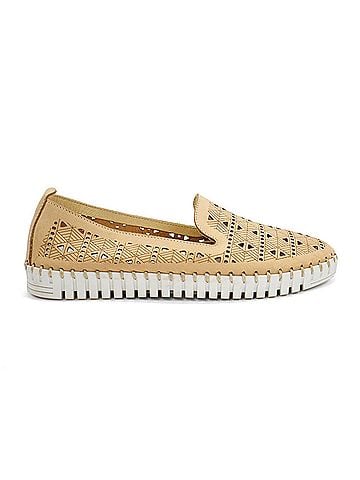 Eric Michael Women's Maria Slip On Loafers in Beige Nubuck (view 1)