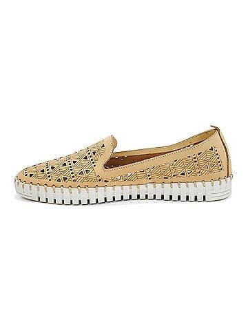Eric Michael Women's Maria Slip On Loafers in Beige Nubuck (view 2)