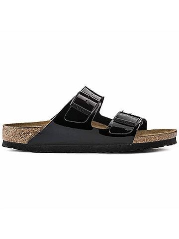 Birkenstock Women's Arizona Birko Flor Sandal in Black Patent (view 1)
