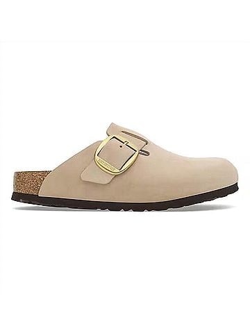 Birkenstock Women's Boston Big Buckle Mules in Sandcastle (view 1)